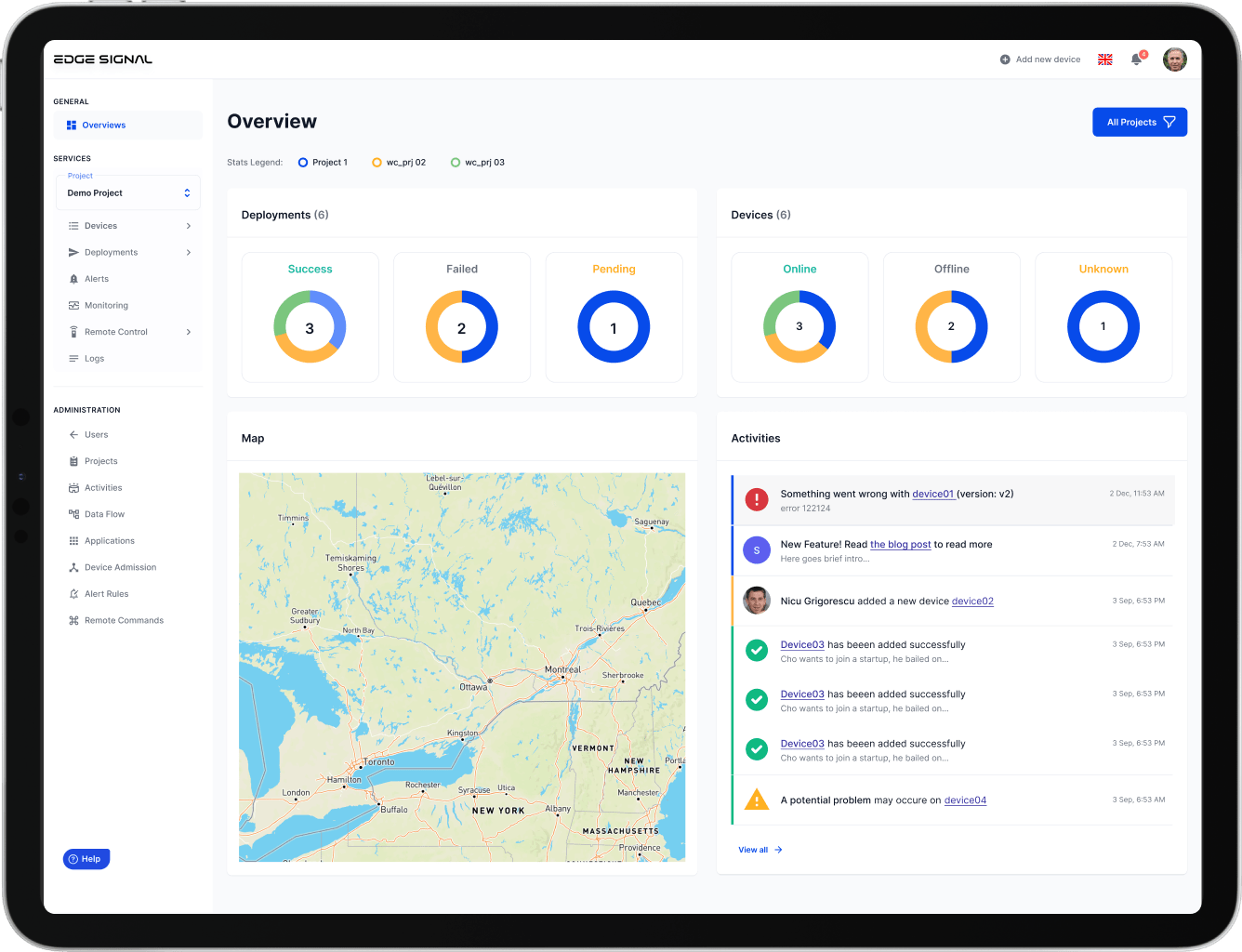 EdgeRetail Flow — store traffic and zone activity overview
